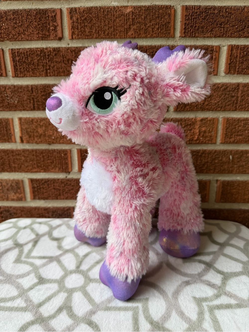 Build-A-Bear Workshop Twinkle Reindeer Plush Stuffed Animal Toy Pink Purple